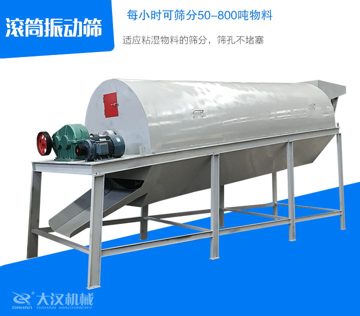 滾筒振動(dòng)篩適應(yīng)粘濕物料的篩分，篩孔不堵塞